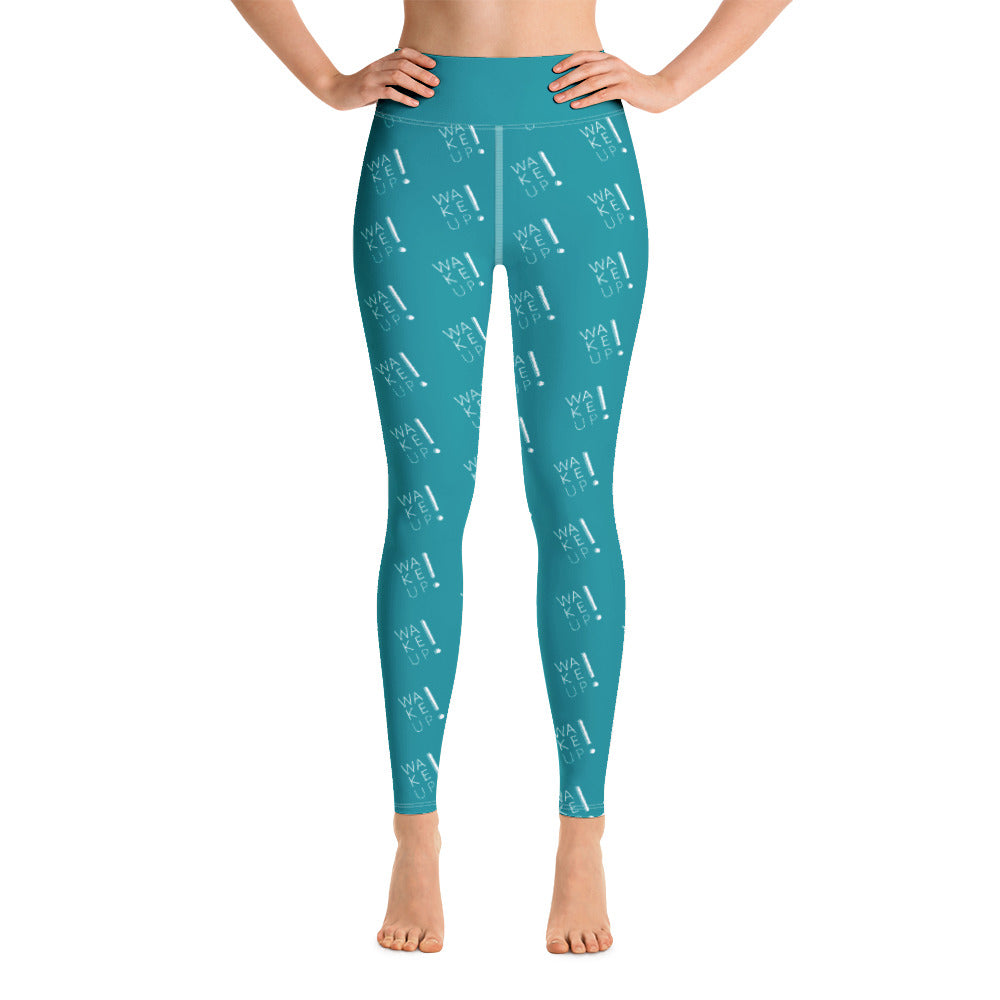 Wake UP! Blue (Logo) Yoga Leggings