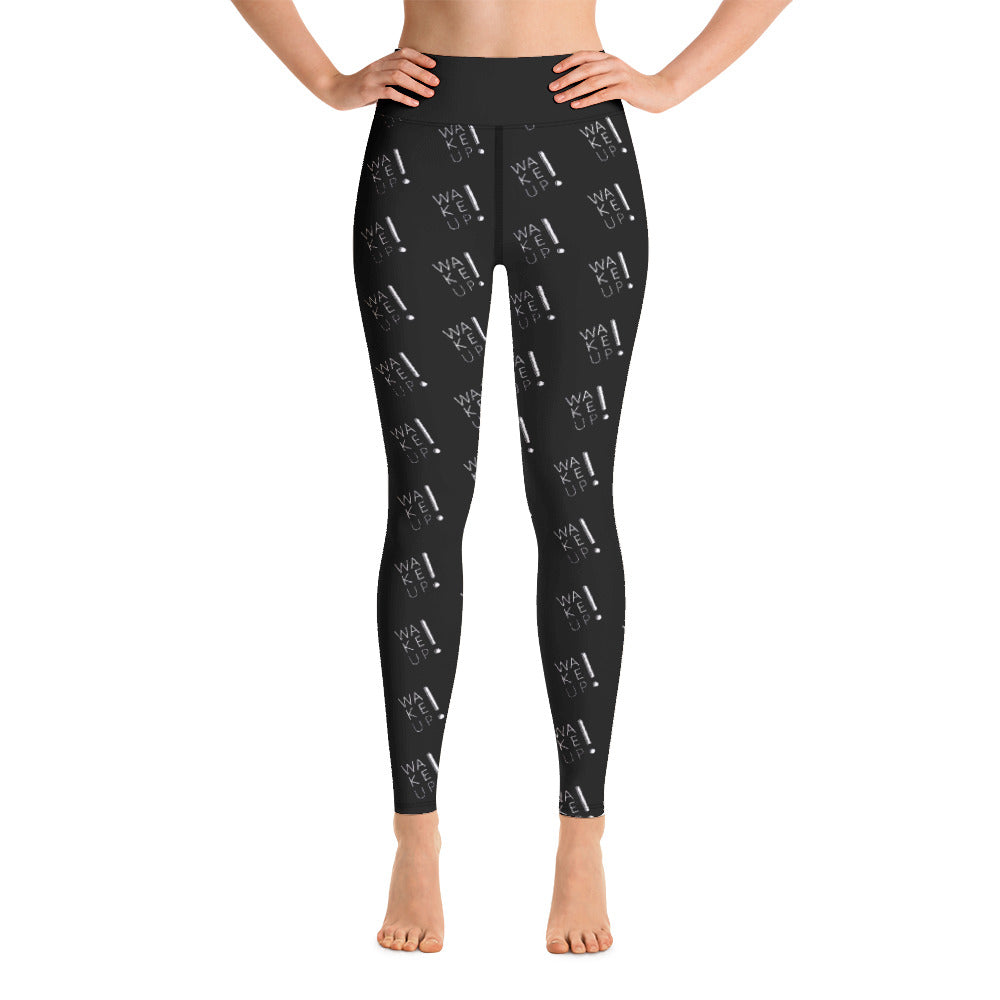 Wake UP! Black (Logo) Yoga Leggings