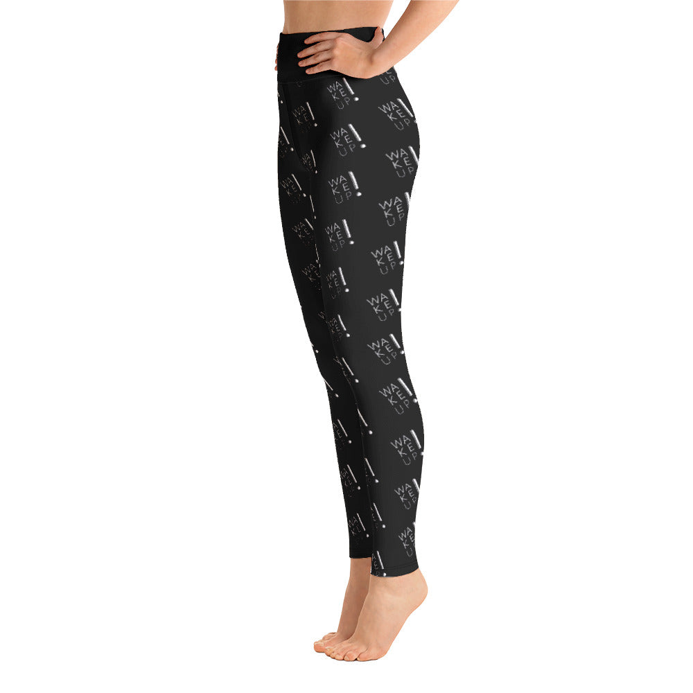 Wake UP! Black (Logo) Yoga Leggings