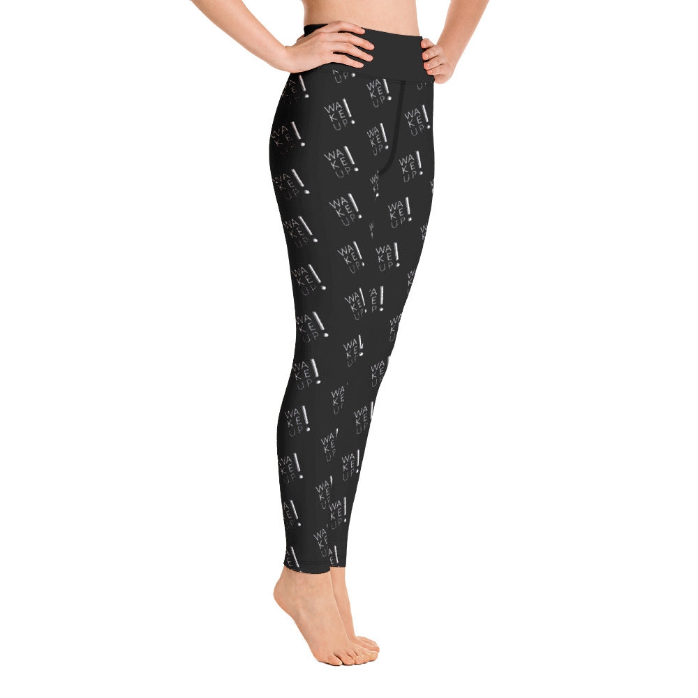 Wake UP! Black (Logo) Yoga Leggings