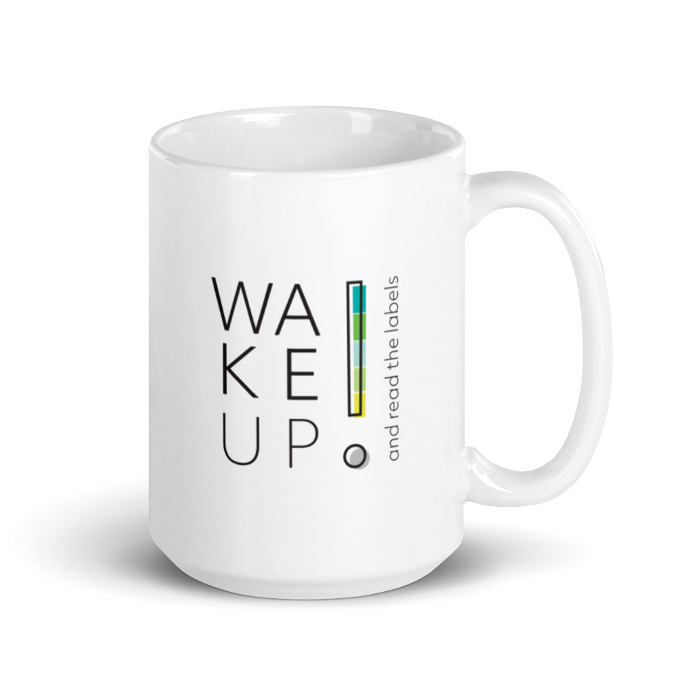 Wake UP! White glossy mug